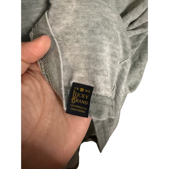 Lucky Brand Venice Burnout tee 1/4 button down in grey/khaki green - Picture 3 of 8